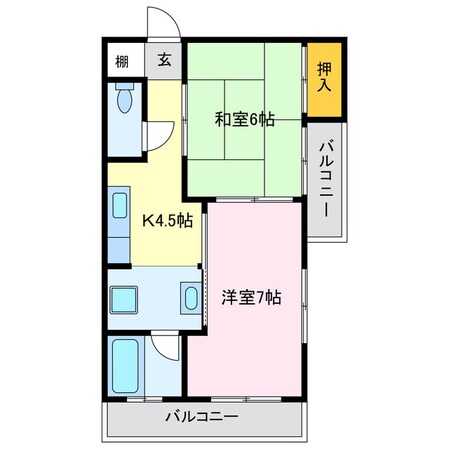 サンシャイン江畑Ⅱの物件間取画像